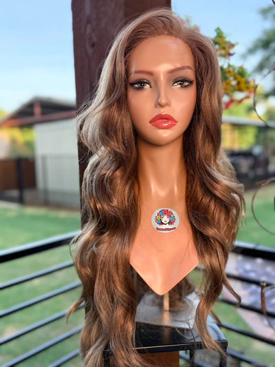 Custom Long Wavy Chestnut Brunette Wig